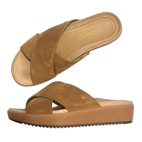 Vionic Hayden Suede Platform Slides - Picture 1 of 11